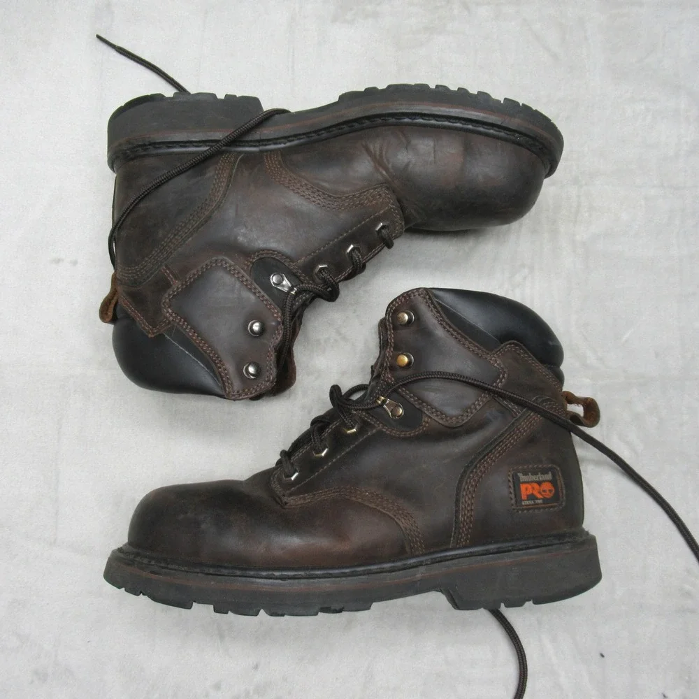 Timberland PRO‎ Mens Boots 9M Brown Leather Pit Boss Composite Toe Work Logger